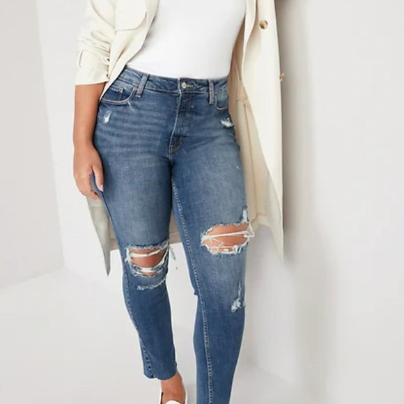 Extra High-Waisted Rockstar Super-Skinny Ripped Jeans - Picture 2 of 11